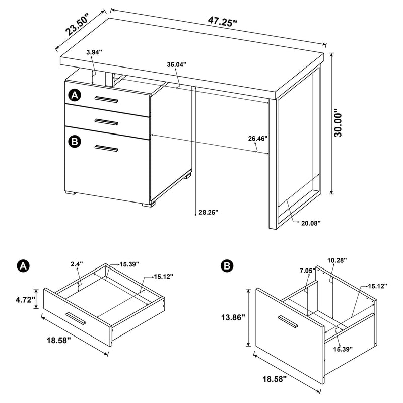 3 Drawer Reversible Office Desk by HouseOfZazla