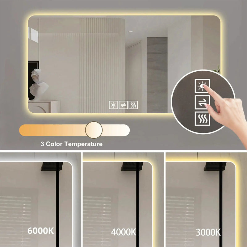 LED Bathroom Mirror With 3 Color Dimmable Backlight by HouseOfZazla