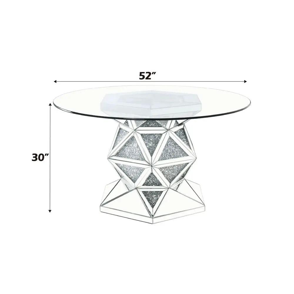 Noralie - 52" Round Dining Table - Mirrored & Faux Diamonds by Unique Piece Furniture