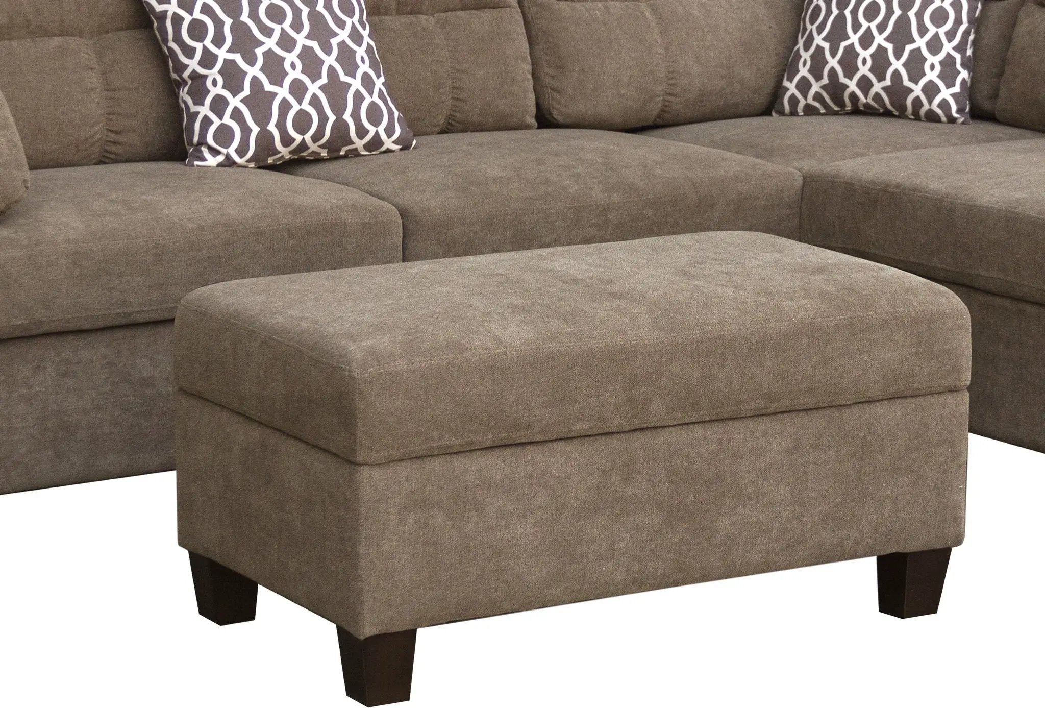 Diego - Fabric Sectional Sofa With Right Facing Chaise, Storage Ottoman, And 2 Accent Pillows by Unique Piece Furniture