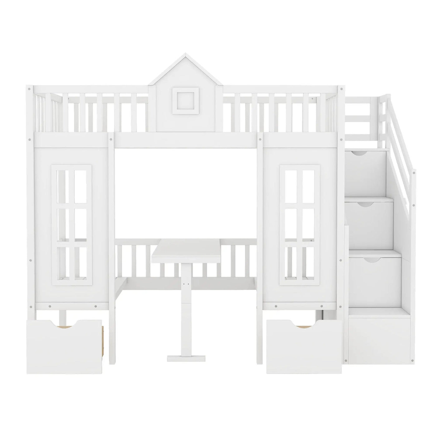 Twin Over Twin Bunk Bed With Changeable Table, Bunk Bed Turn Into Upper Bed And Down Desk by HouseOfZazla