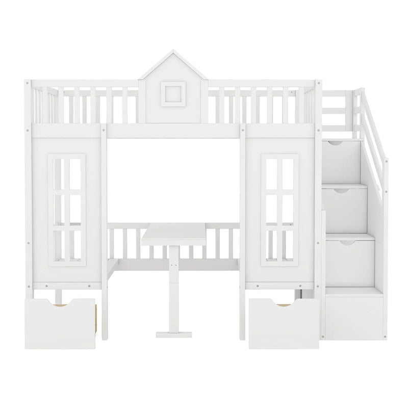 Twin Over Twin Bunk Bed With Changeable Table, Bunk Bed Turn Into Upper Bed And Down Desk by HouseOfZazla