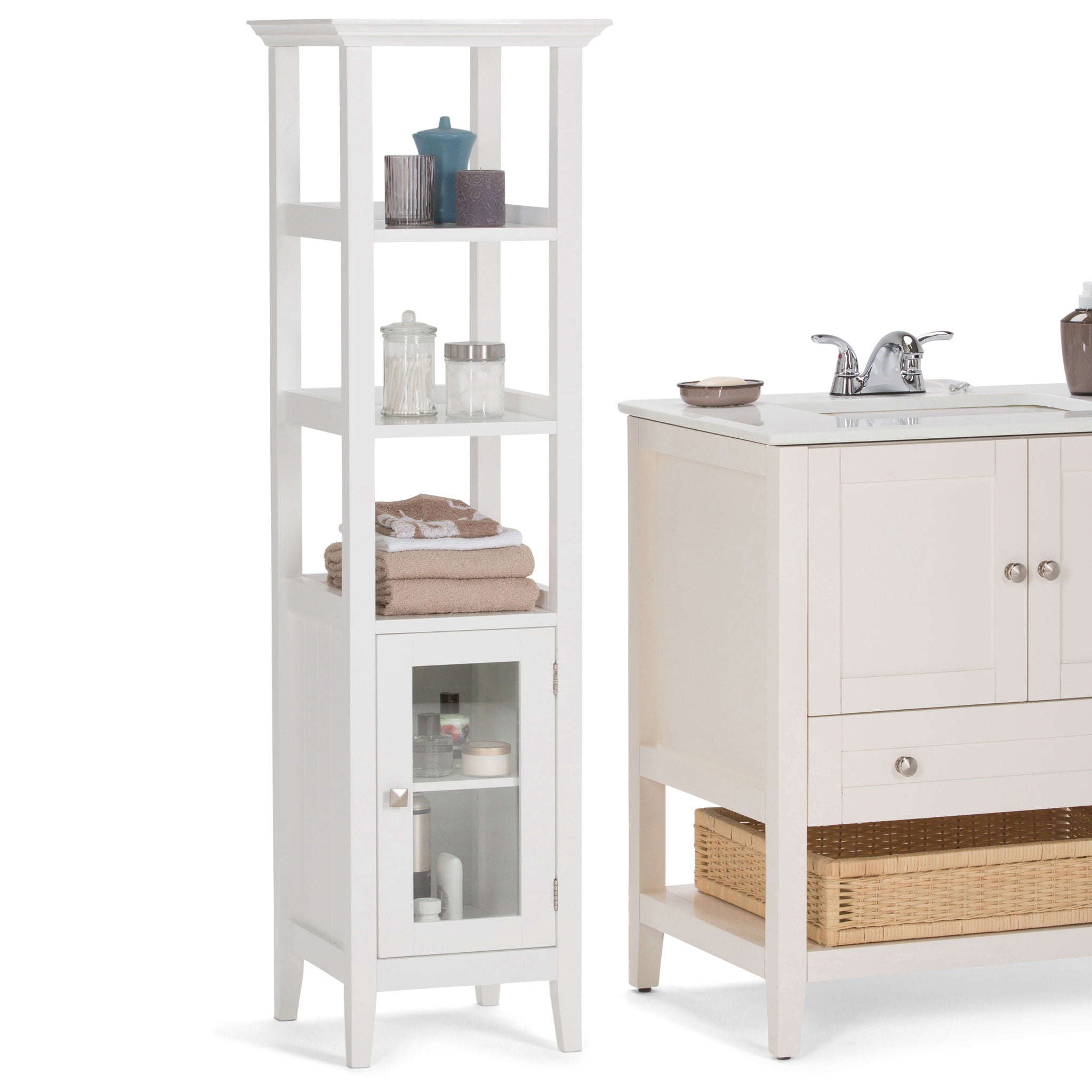 Acadian - Bath Storage Tower - Pure White by HouseOfZazla