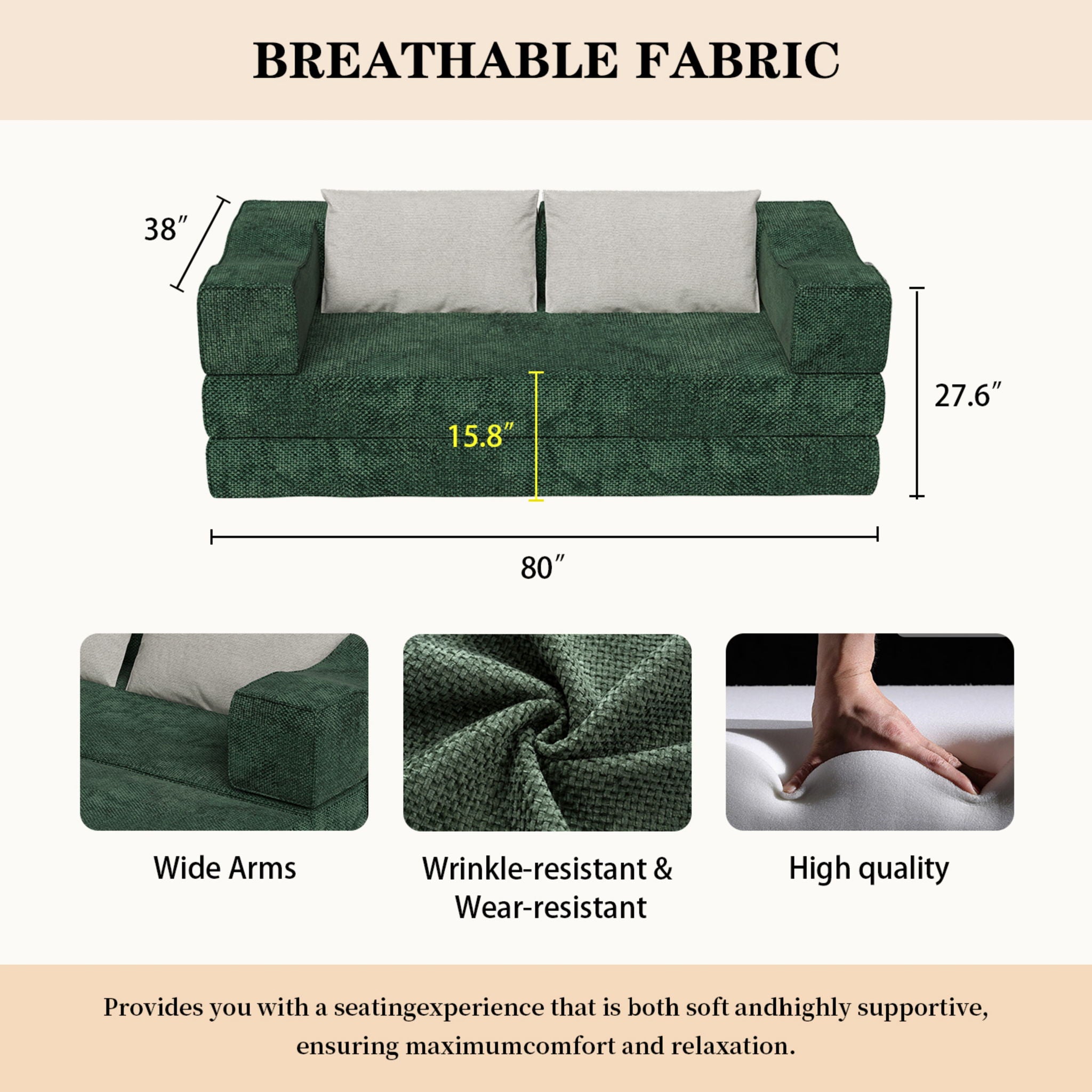 3 Seat Folding Floor Couch & King Size Bed Mattress by HouseOfZazla