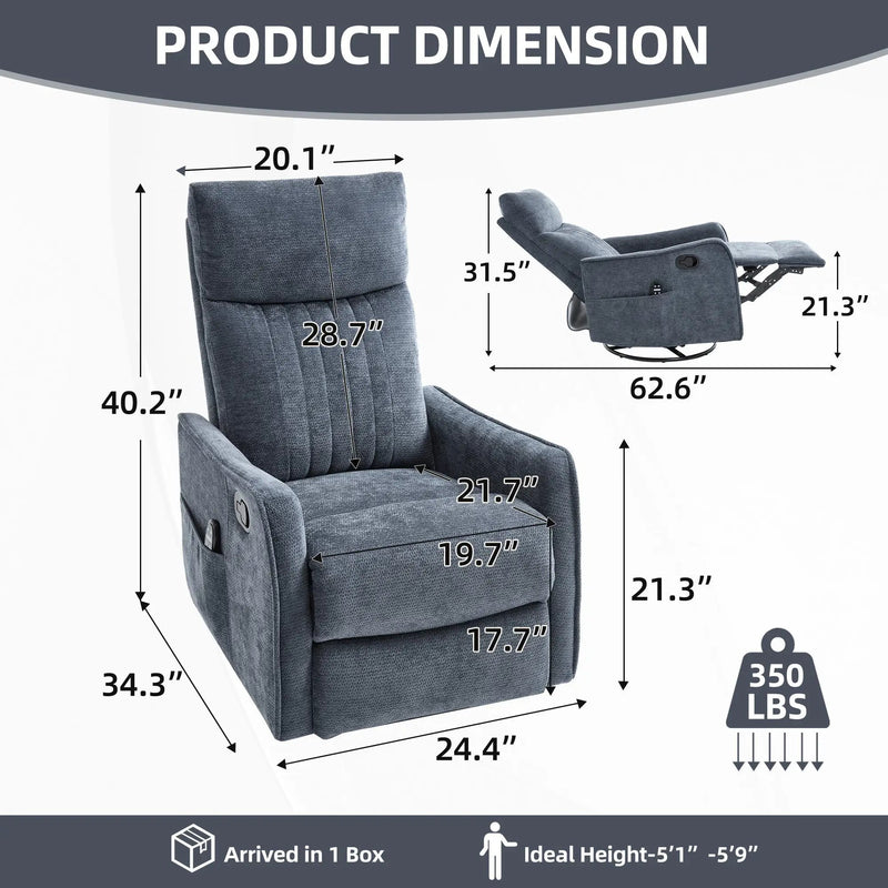 Blue Heat Massage Manual Recliner Chair by HouseOfZazla
