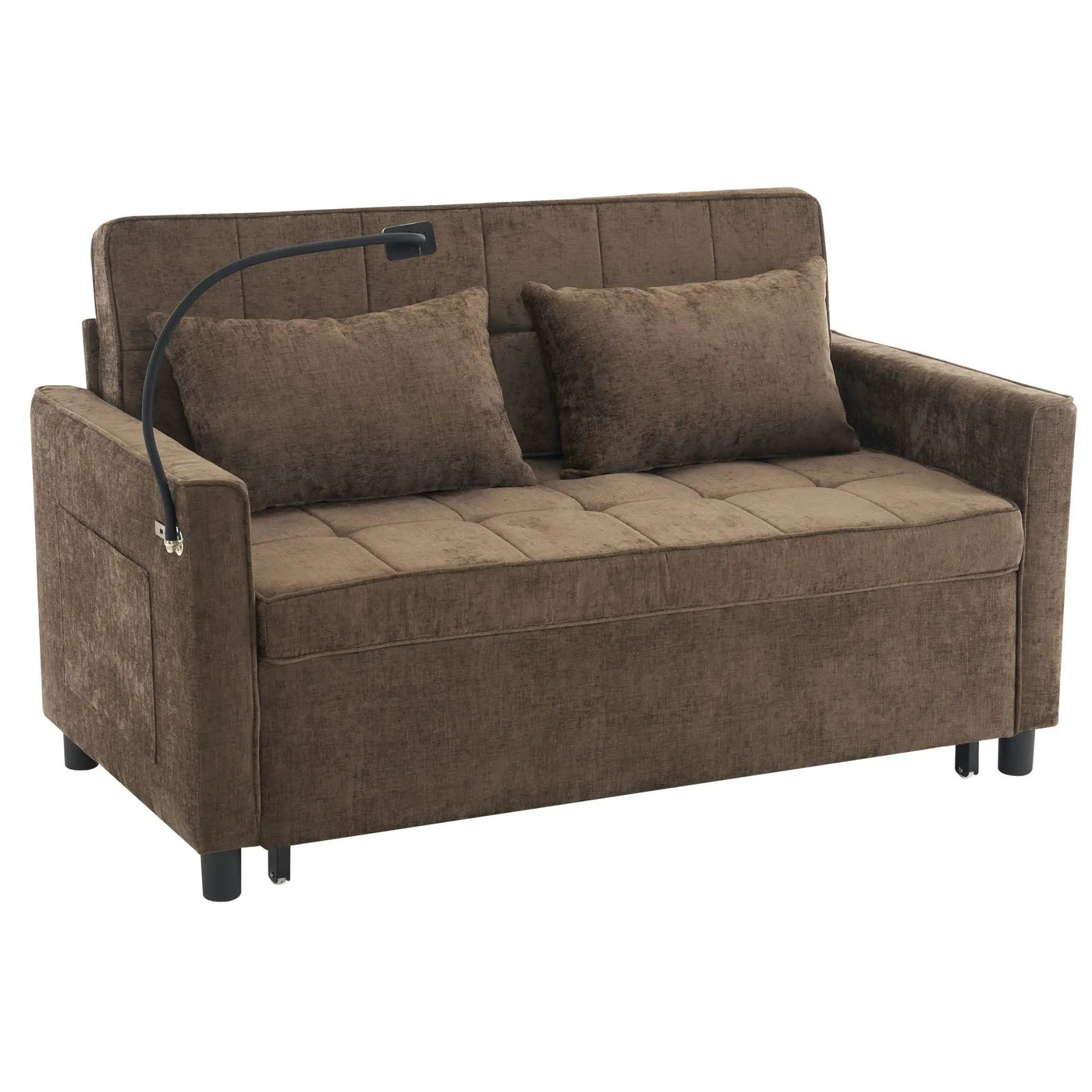 Pull-Out Sleeper Sofa With Reversible Backrest Cushion, Side Pockets, 2 USB Ports And A Phone Holder For Living Room by HouseOfZazla