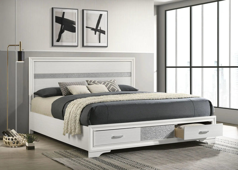Miranda 51-inch Wood California King Storage Panel Bed White by Unique Piece Furniture