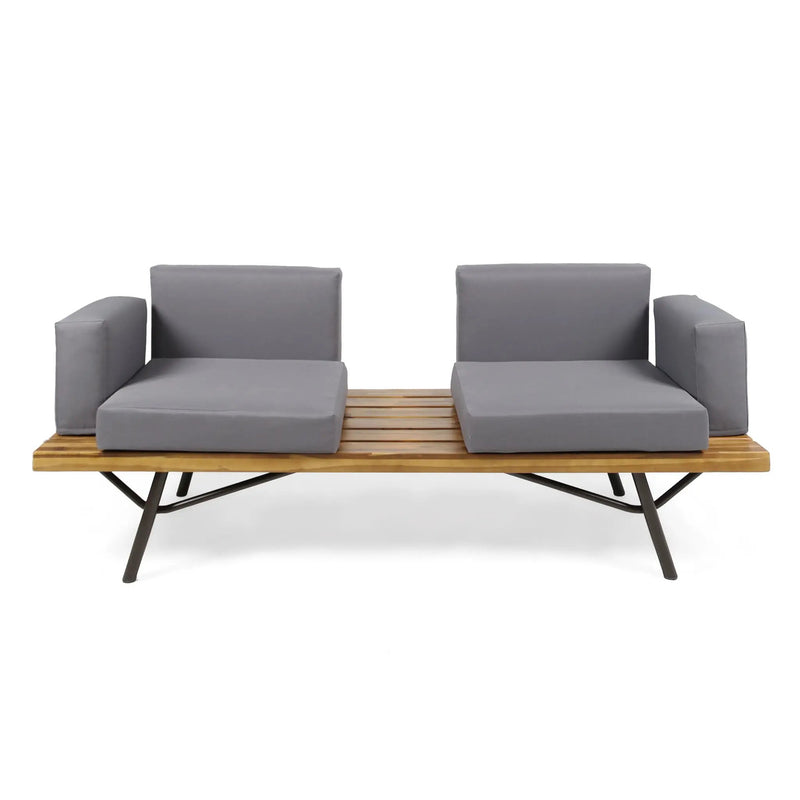 Outdoor Sofa With Cushions And Iron Legs - Dark Gray by HouseOfZazla