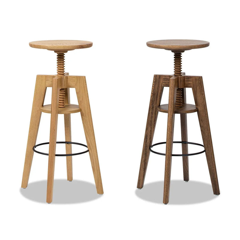Spencer - Minimalist Oak Adjustable Bar Counter Stool - Walnut Brown Oak by Unique Piece Furniture