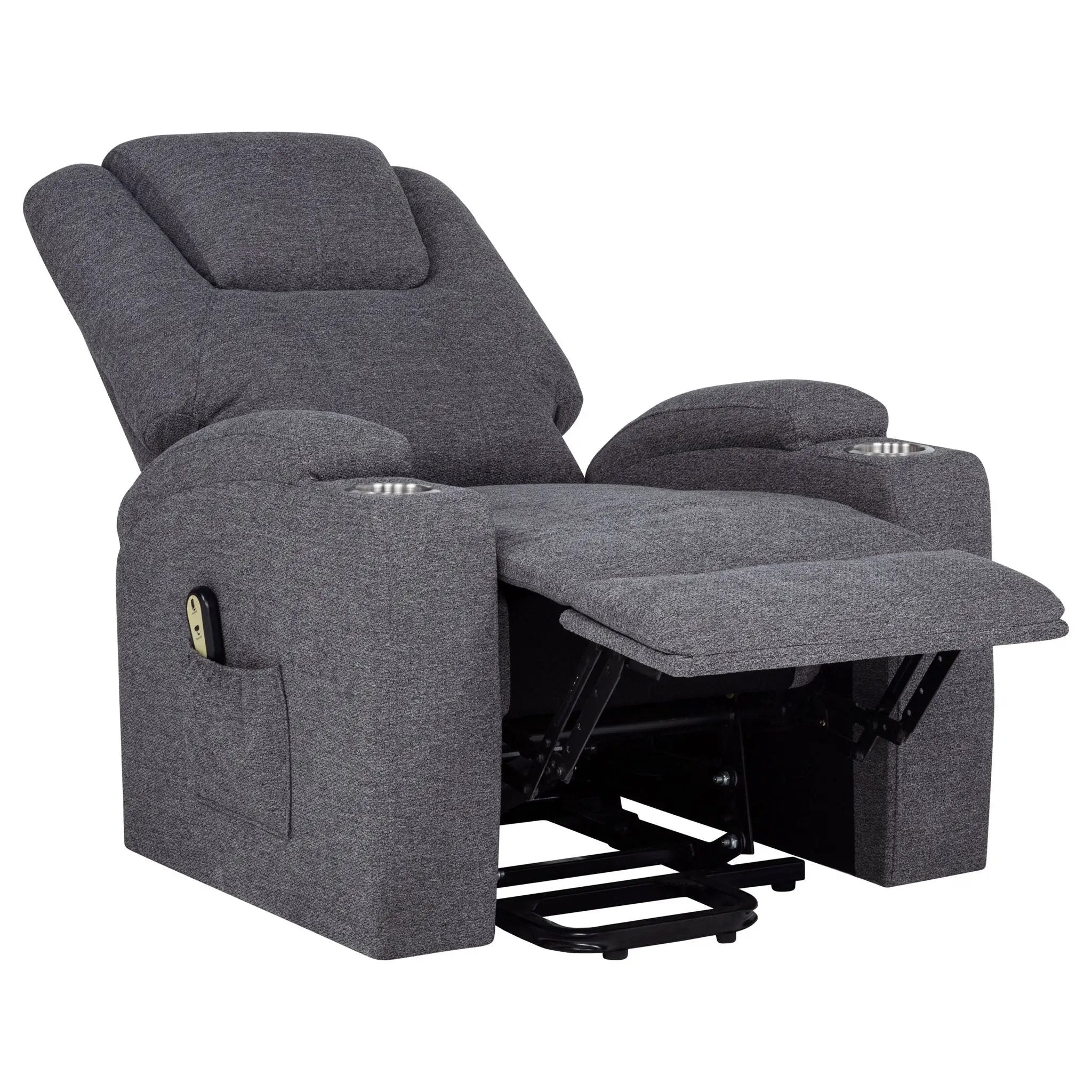 Louie Chenille Upholstered Power Lift Massage Chair Grey by Unique Piece Furniture