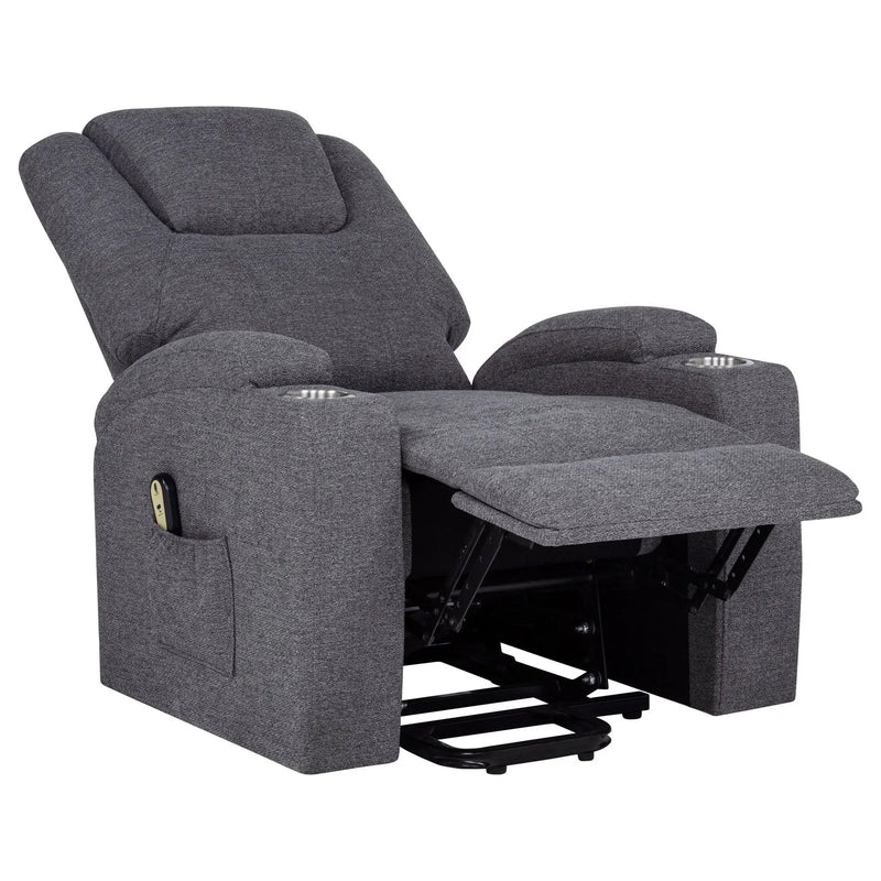 Louie Chenille Upholstered Power Lift Massage Chair Grey by Unique Piece Furniture