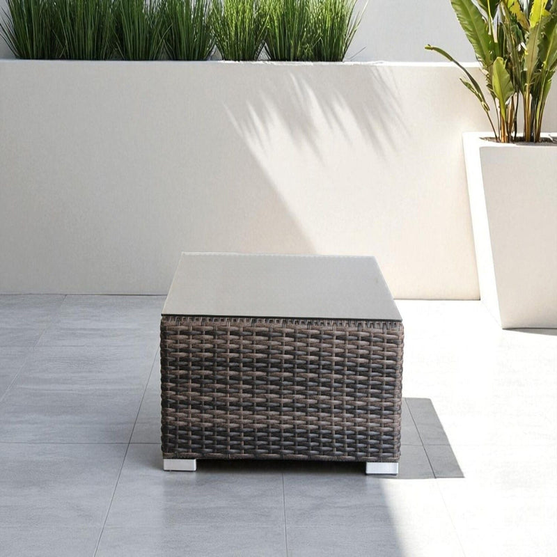 Cube Design Outdoor Coffee Table with Tempered Glass Top - Multicolor, photo 4 of 5