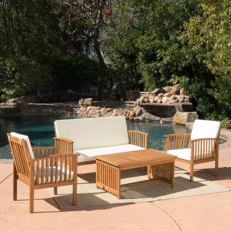 4 Piece Outdoor Chat Set With Water-Resistant Cushions by HouseOfZazla