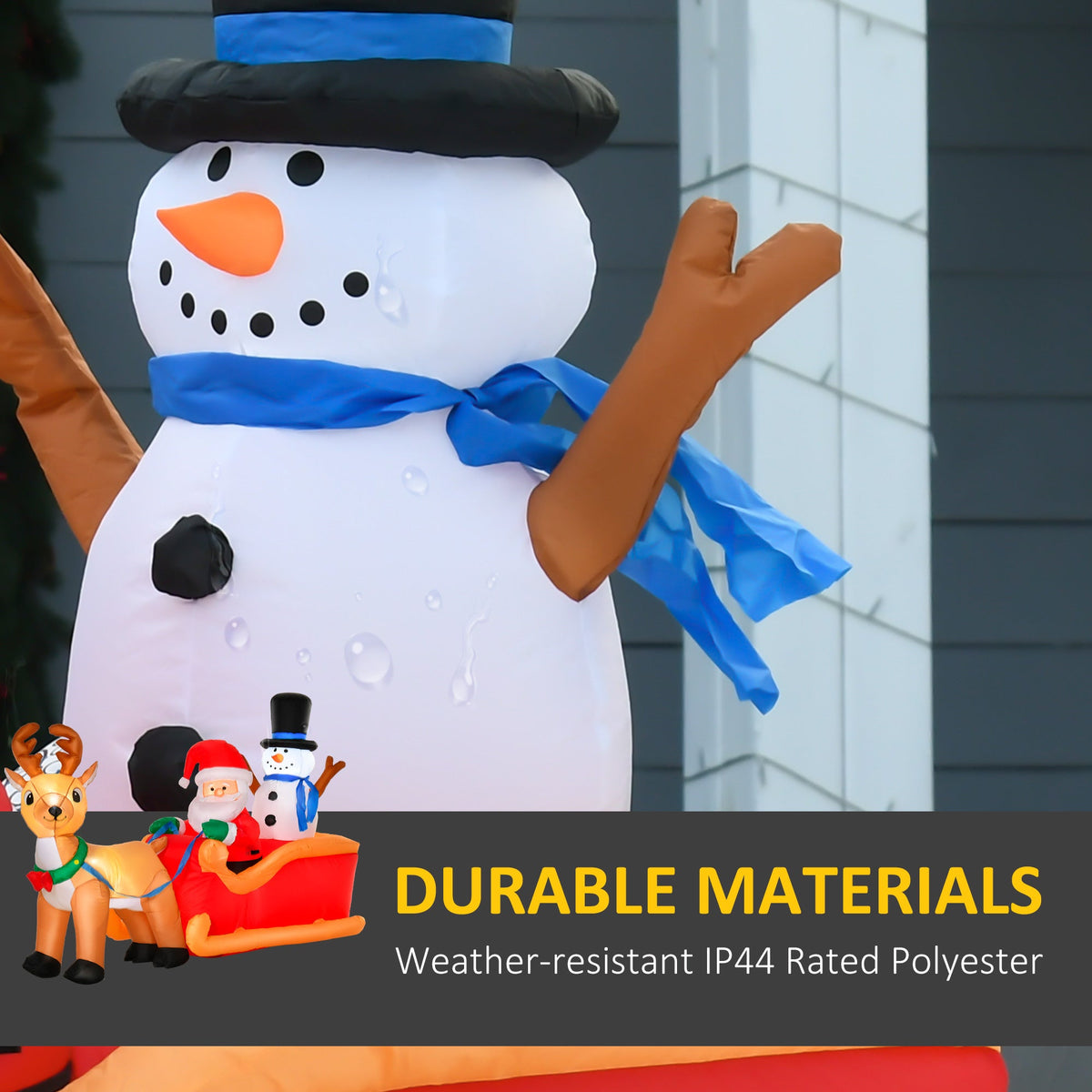 HOMCOM 6.5 ft Long Christmas Inflatables Outdoor Decorations Santa Claus on Sleigh, Reindeer and Snowman with LED Lights for Holiday Yard Christmas Decor, photo 4 of 9
