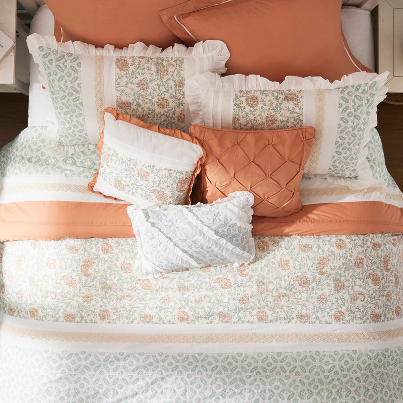 9 Piece Cotton Percale Comforter Set Coral Queen by HouseOfZazla