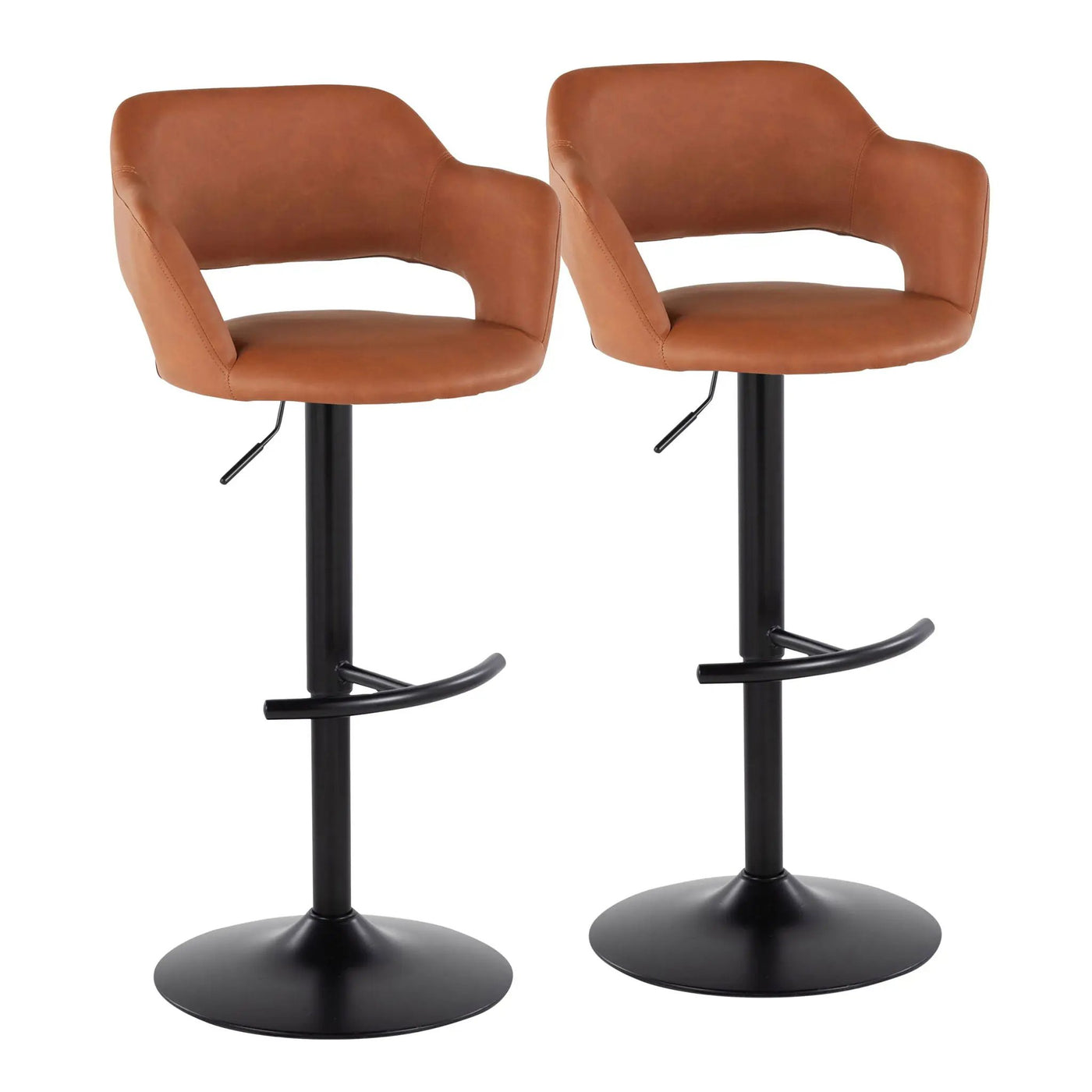 Margarite - Contemporary Adjustable Barstool With Swivel With Rounded T Footrest (Set of 2) by HouseOfZazla