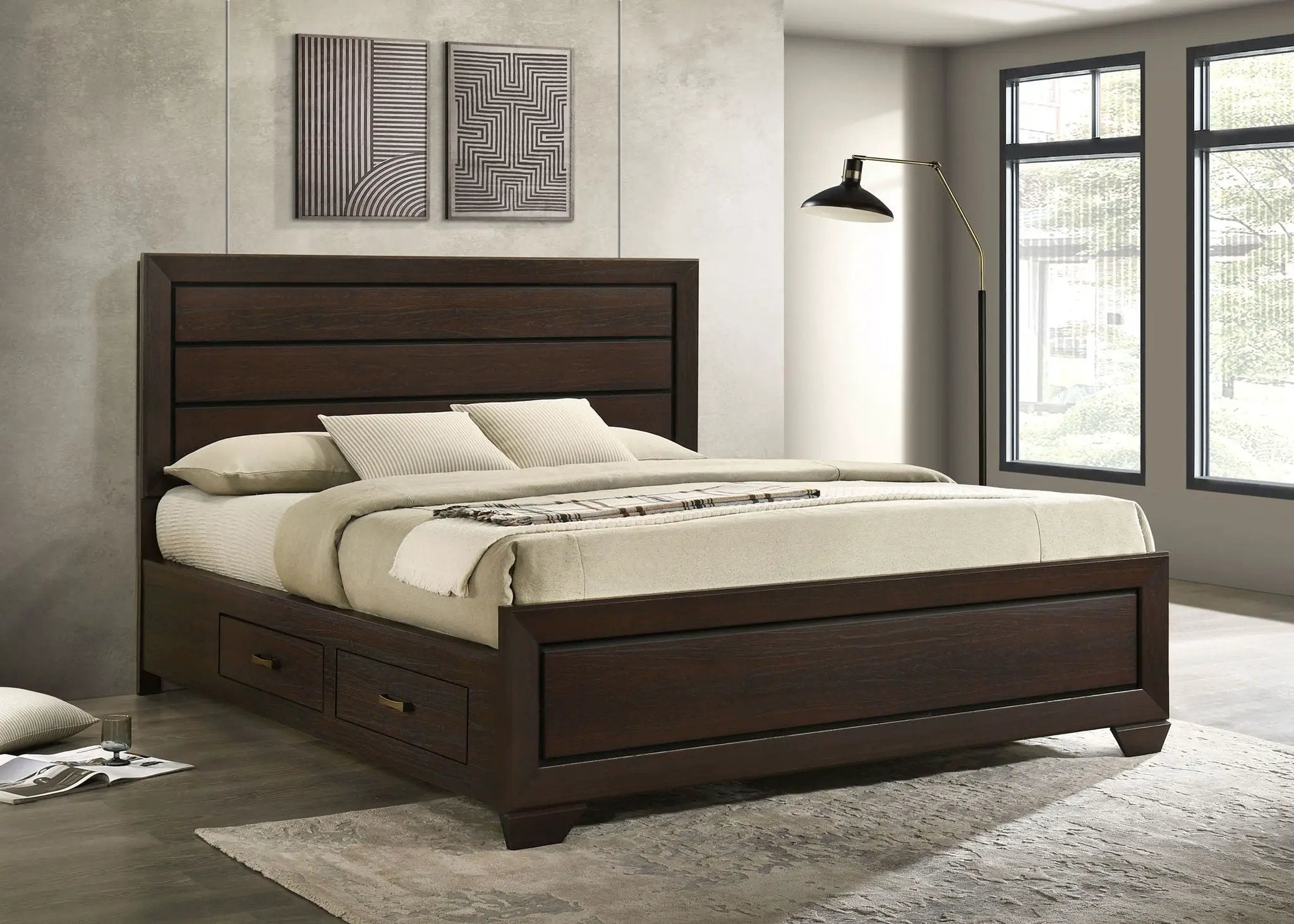 Kauffman Wood California King Storage Panel Bed Dark Cocoa by Unique Piece Furniture