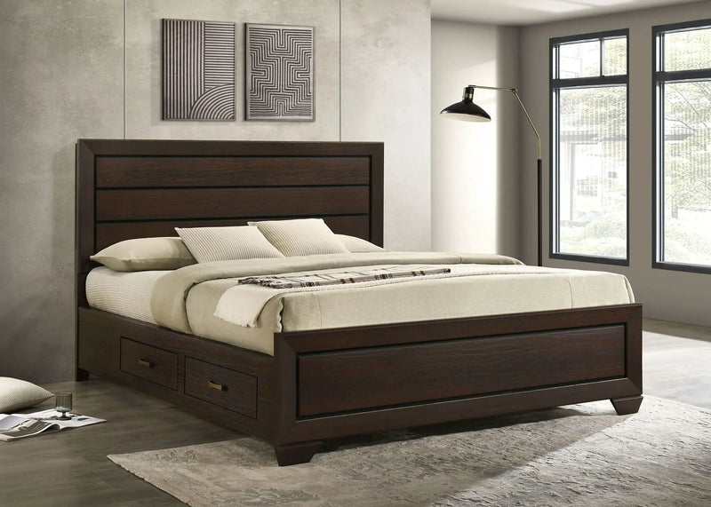 Kauffman Wood California King Storage Panel Bed Dark Cocoa by Unique Piece Furniture