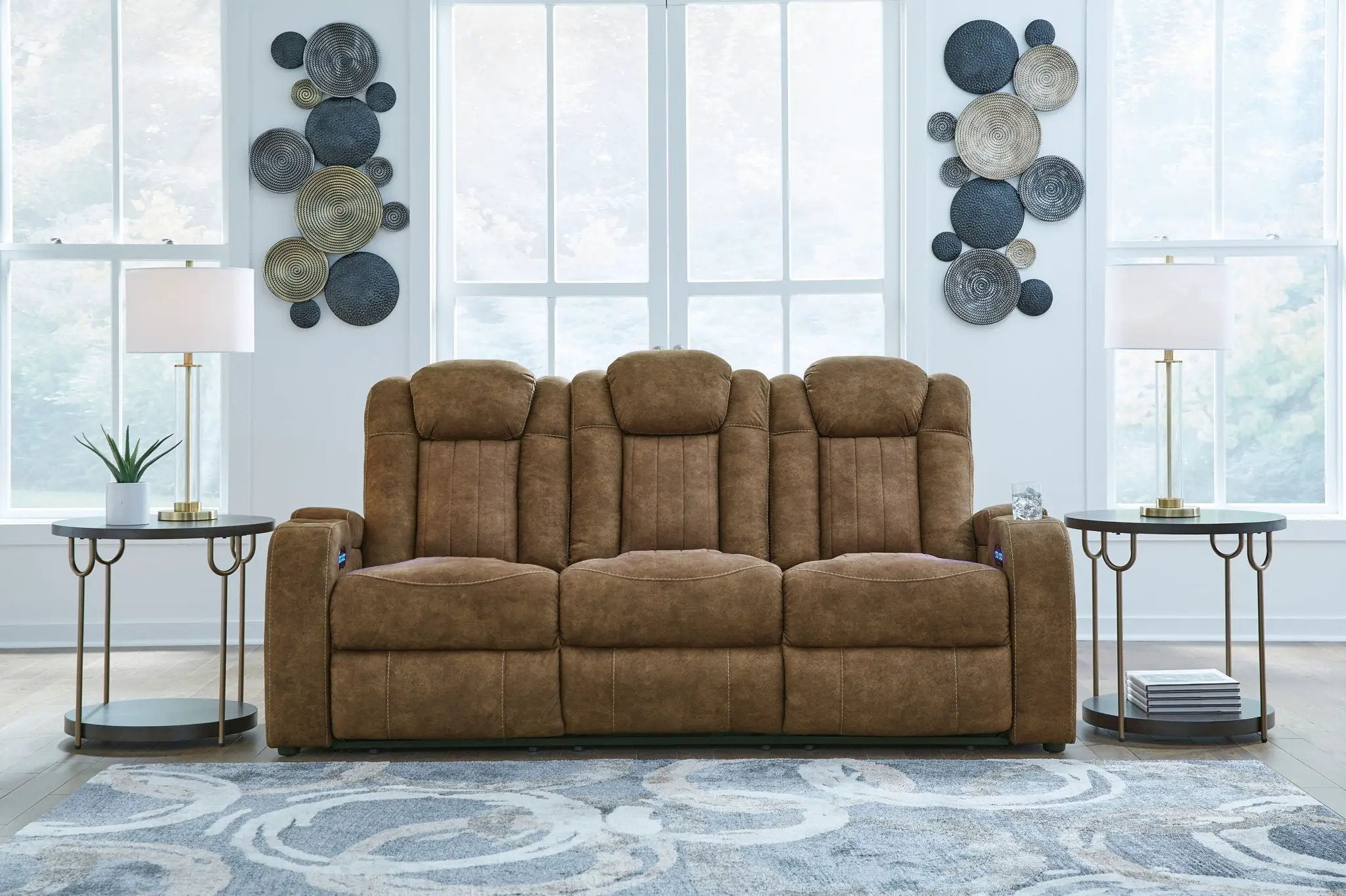 Wolfridge - 2 Pc. - Power Reclining Sofa, Power Reclining Loveseat With Console - Brindle by Unique Piece Furniture