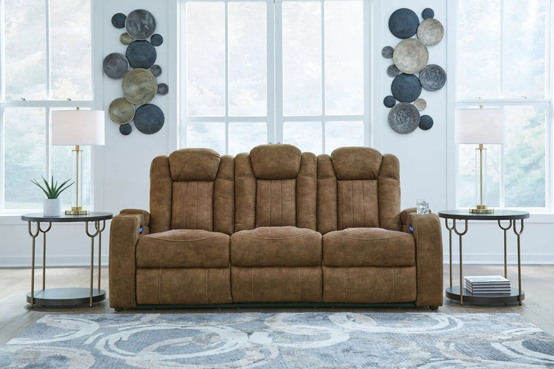 Wolfridge - 2 Pc. - Power Reclining Sofa, Power Reclining Loveseat With Console - Brindle by Unique Piece Furniture