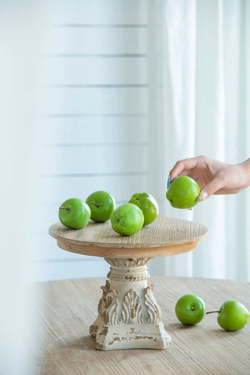 Cake Stand, Wood Cake Plate With Magnesium Base - Cream / Brown by Unique Piece Furniture