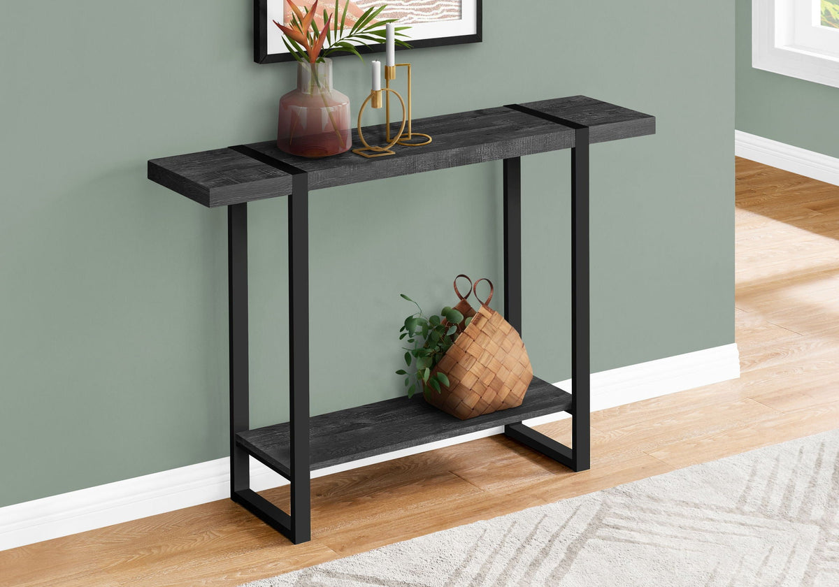 Industrial Farmhouse Accent Console Table for Entryway with Metal Legs – Black or Dark Brown, photo 6 of 8
