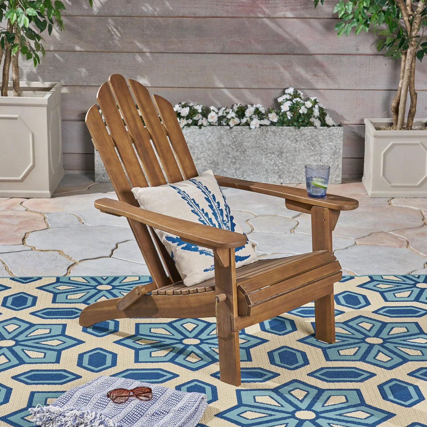 Aurascape Outdoor Acacia Wood Foldable Adirondack Chair by HouseOfZazla