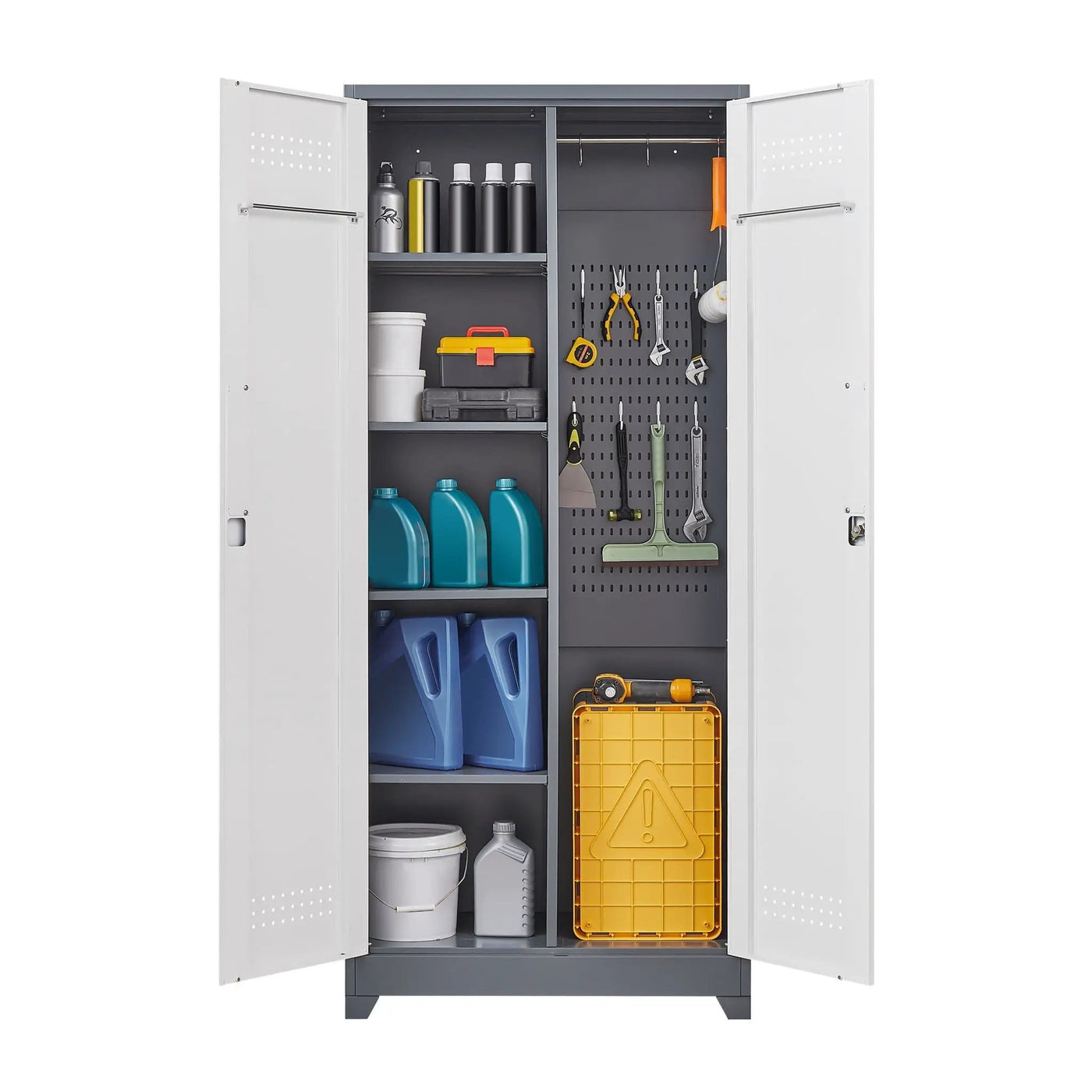 Lockers With Locking Doors, Adjustable Shelves, High Broom Tool Storage Cabinet by HouseOfZazla