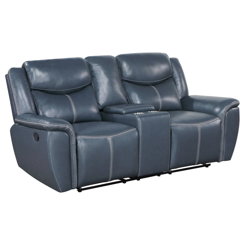 Stanwicke - Motion Reclining Loveseat With Console - Blue by HouseOfZazla