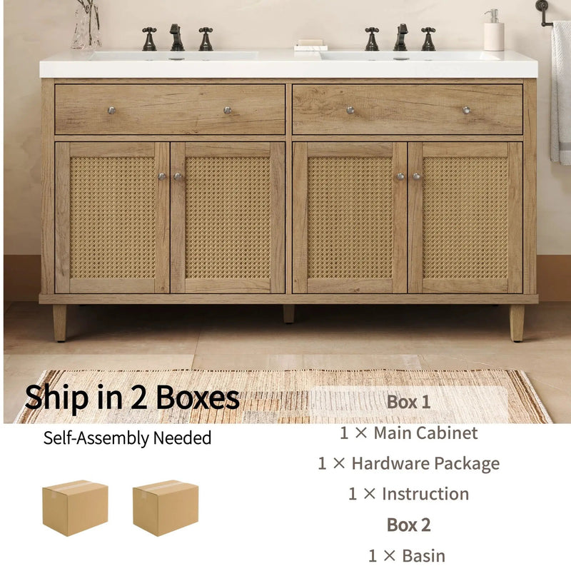 Bathroom Vanity With Double Sink, Large Storage Space by HouseOfZazla