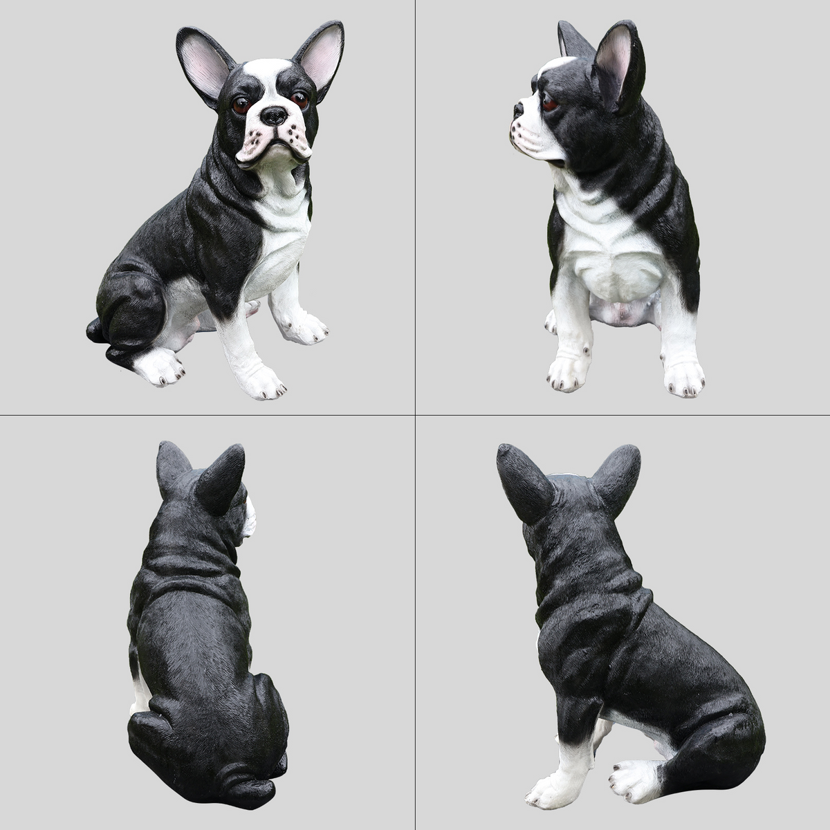 Lifelike French Bulldog Statue, Realistic Resin Animal Figurine for Indoor Outdoor Garden Lawn Yard Home Decor, Art Craft Gift, Black+White, photo 4 of 10