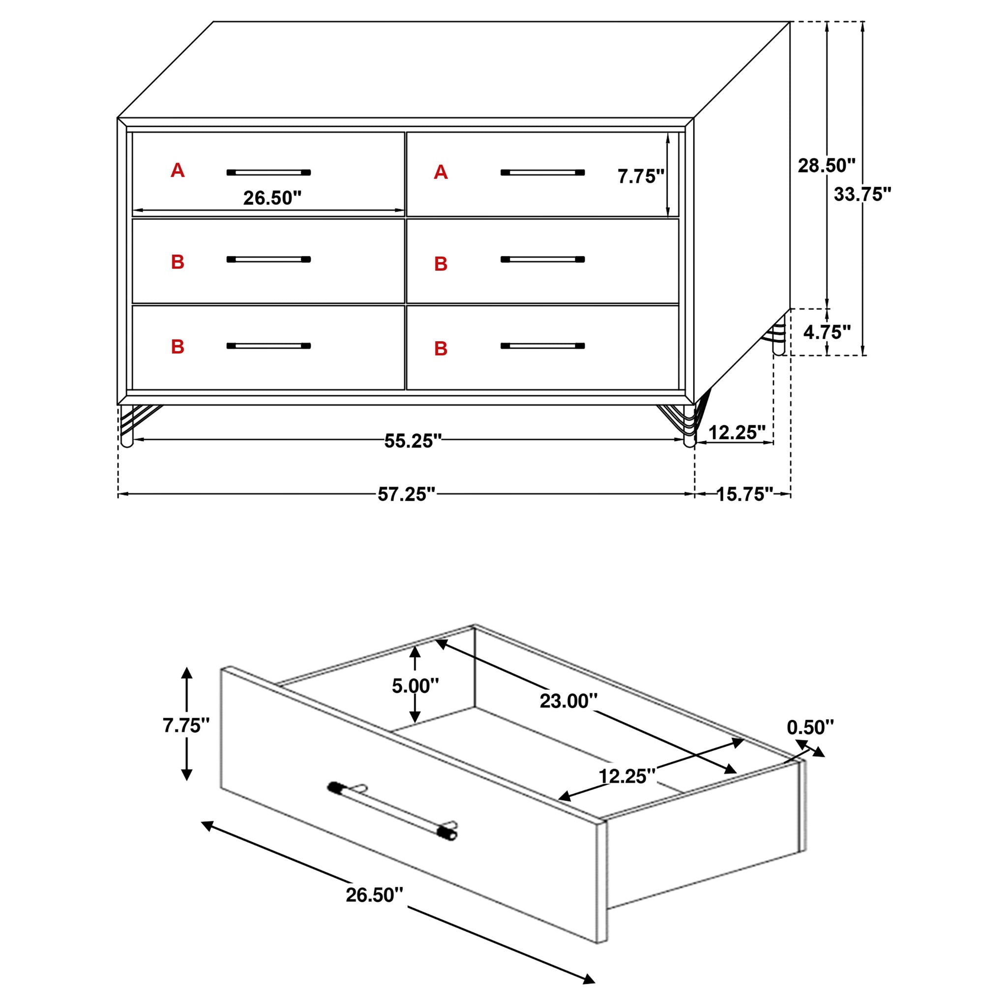 Chesney - 6 Drawer Bedroom Dresser - White by HouseOfZazla