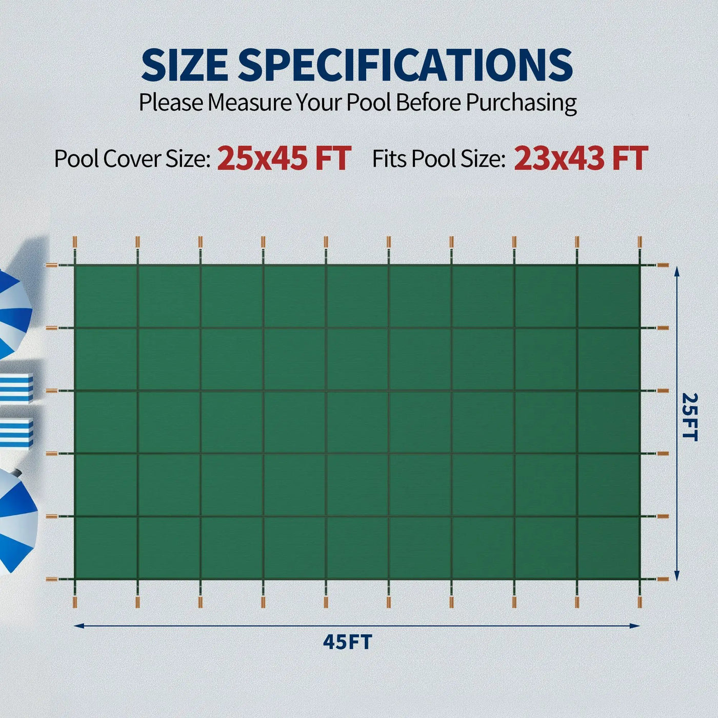 Swimming Pool Safety Cover, Fits 25x45ft Rectangular Inground Pools by HouseOfZazla