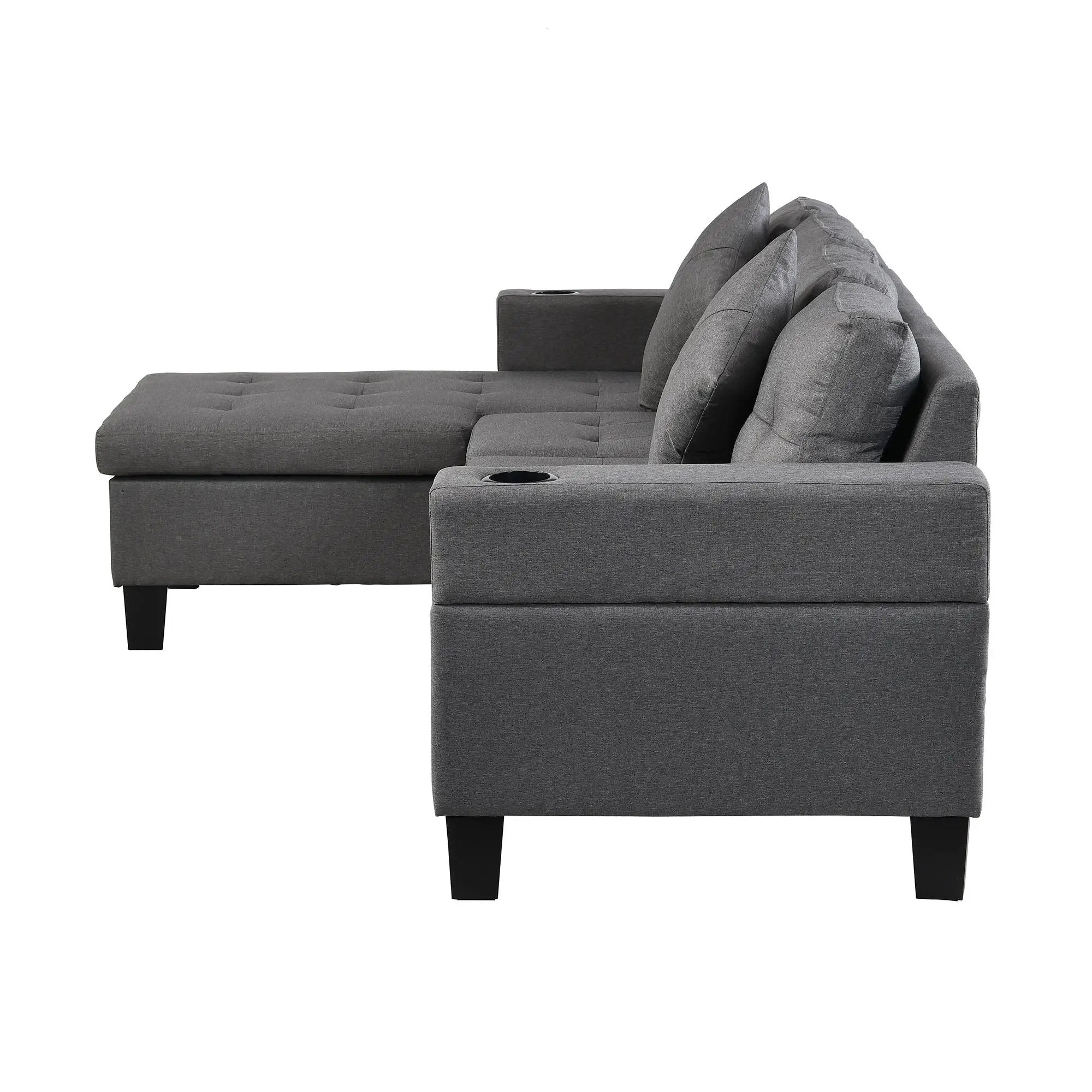 Sectional Sofa Set For Living Room With L Shape Chaise Lounge, Cup Holder And Left Or Right Hand Chaise Modern 4 Seat by HouseOfZazla