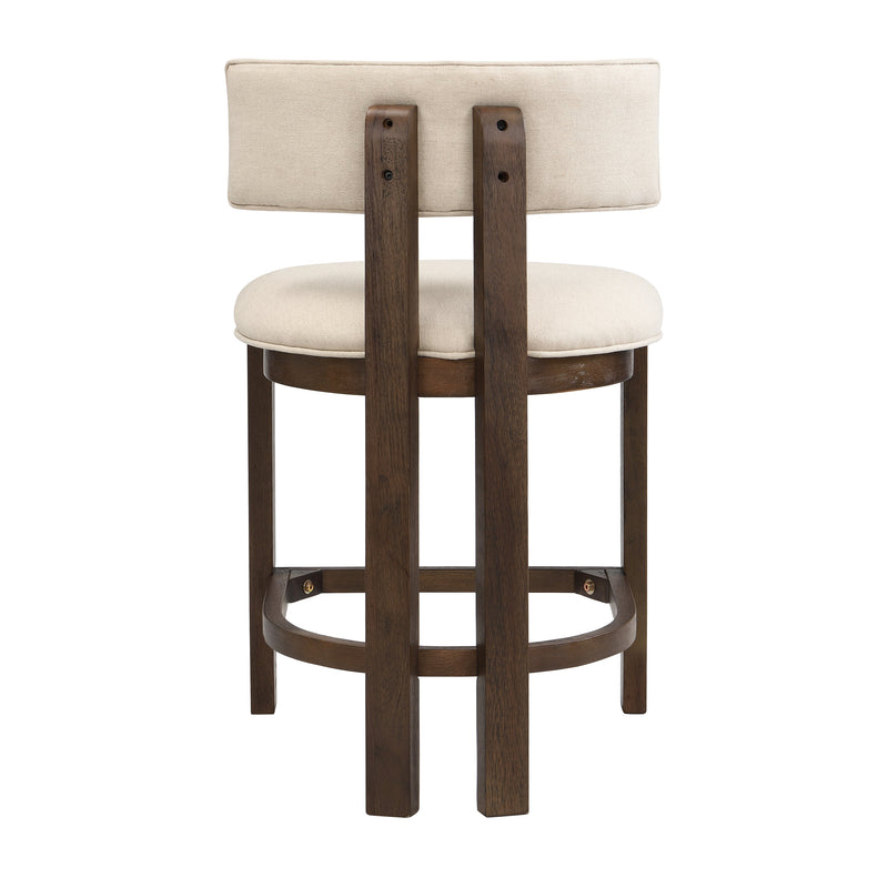 26" Counter Height Bar Stool, Upholstered Counter Stools (Set of 2) - Walnut & Beige by HouseOfZazla