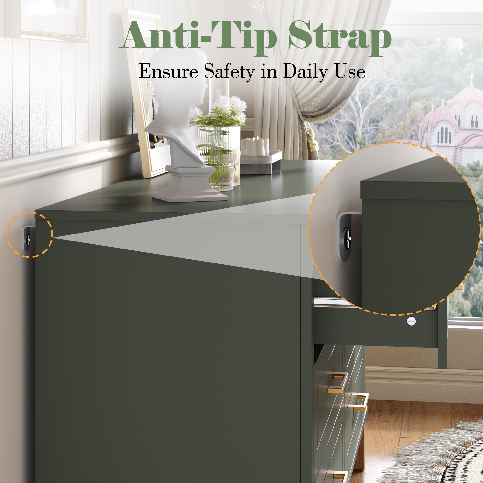 6-Drawer Double Dresser in Olive by HouseOfZazla