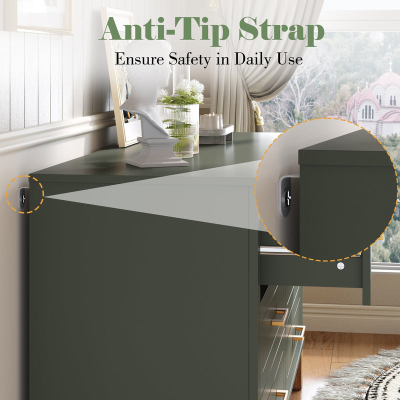6-Drawer Double Dresser in Olive by HouseOfZazla