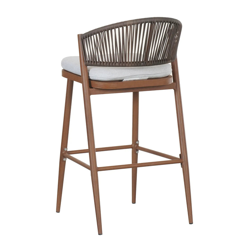 Outdoor Bar Height Metal Frame Counter Stools with Scallop-Shaped Backrest & Water-Resistant Cushions by HouseOfZazla