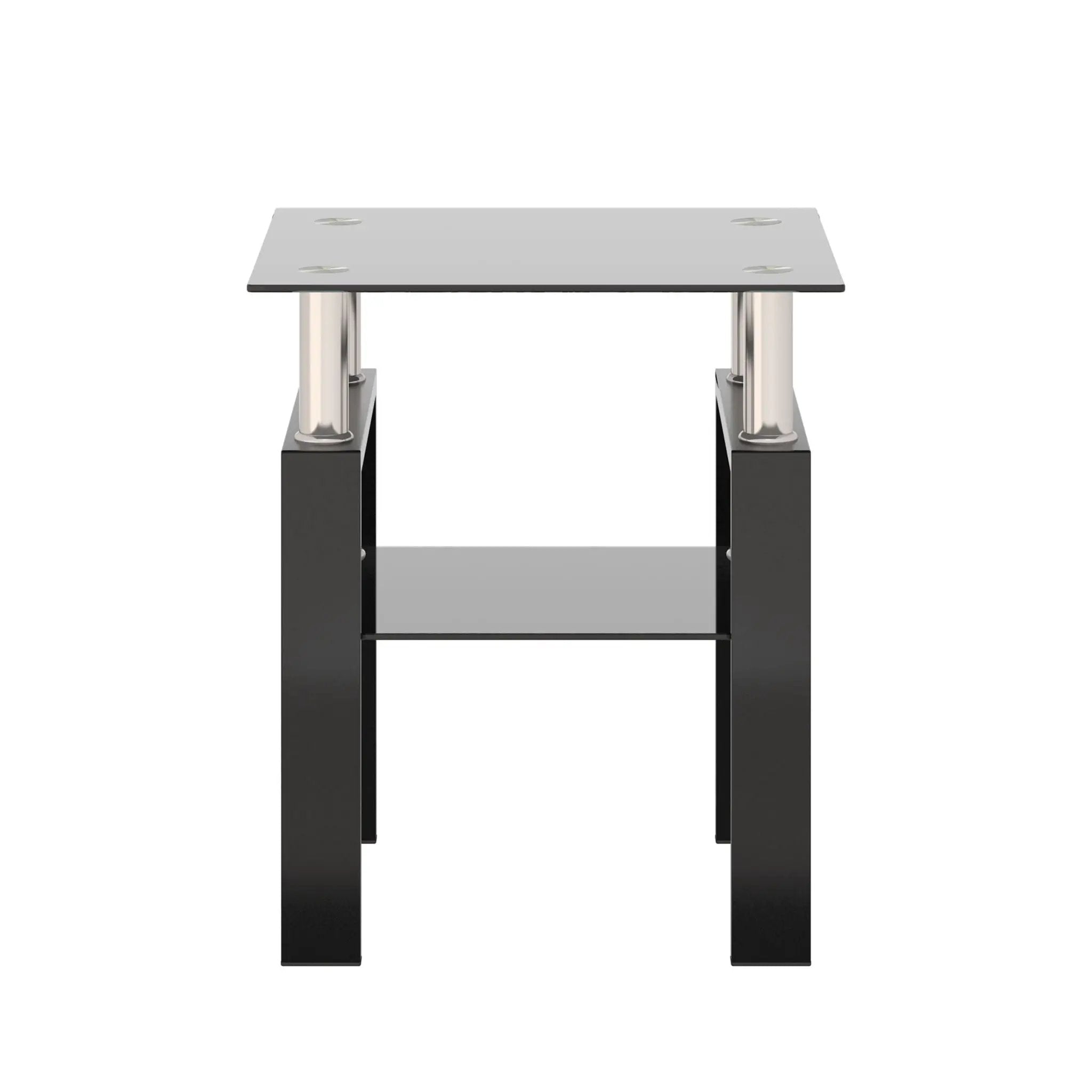 Modern Tempered Glass Tea Table, End Square Table For Living Room - Black by HouseOfZazla