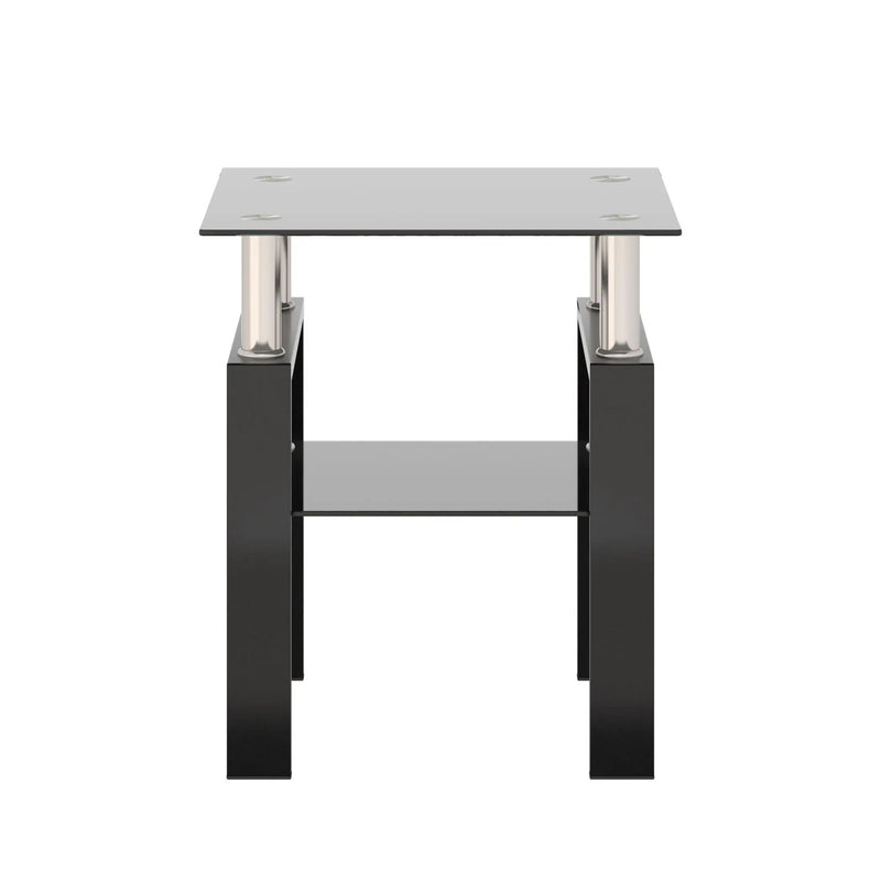 Modern Tempered Glass Tea Table, End Square Table For Living Room - Black by HouseOfZazla