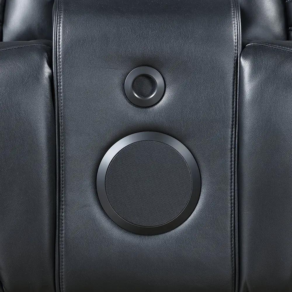 Ephron - Power Motion Loveseat With Console, Power Headrests, LED & Speakers - Black by Unique Piece Furniture