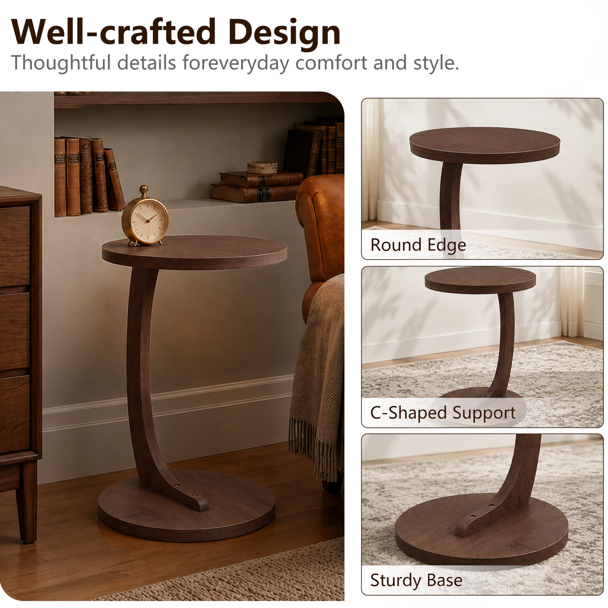 14.96" × 21.65" C-Shaped End Table, photo 9 of 10