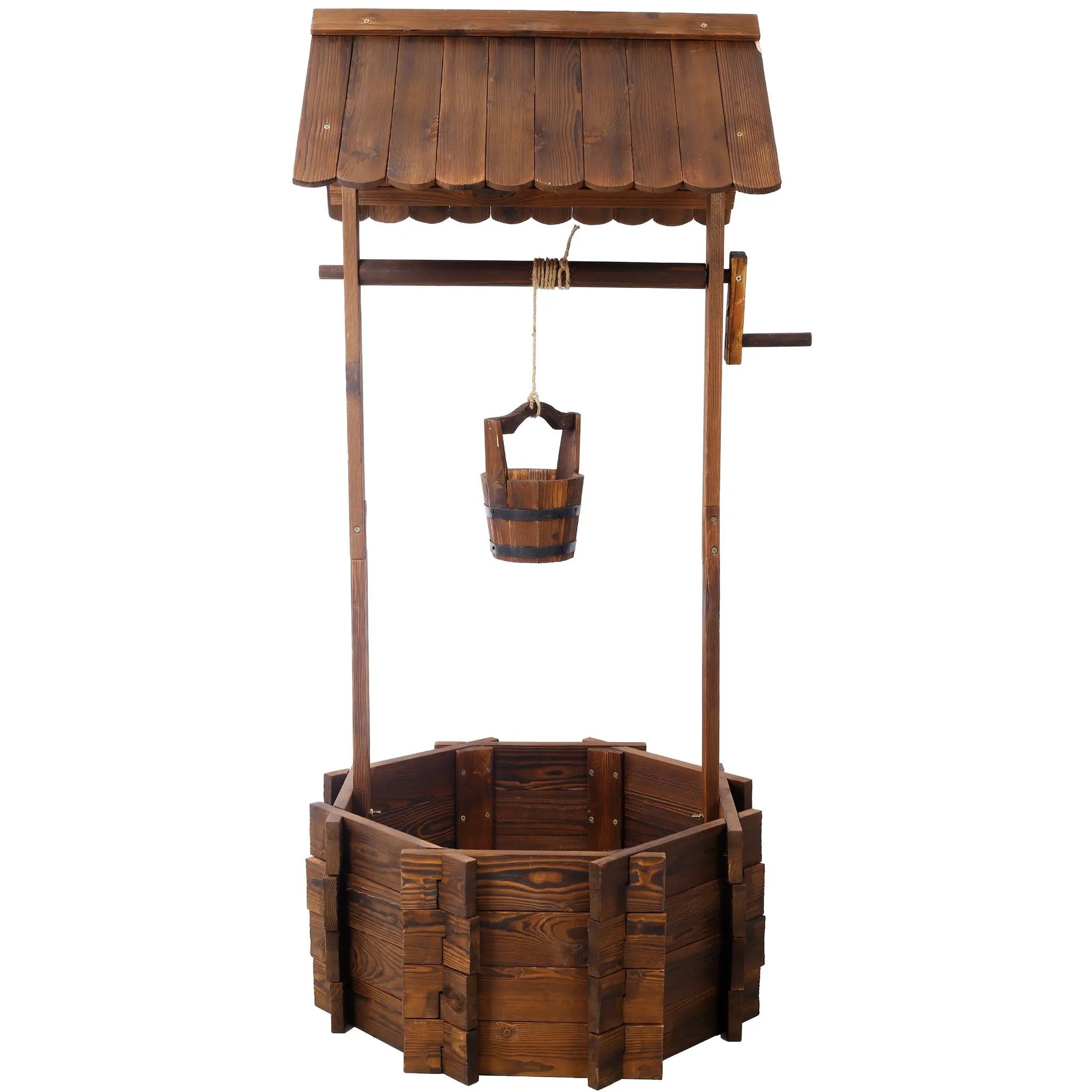 Rustic Wooden Wishing Well Planter by HouseOfZazla