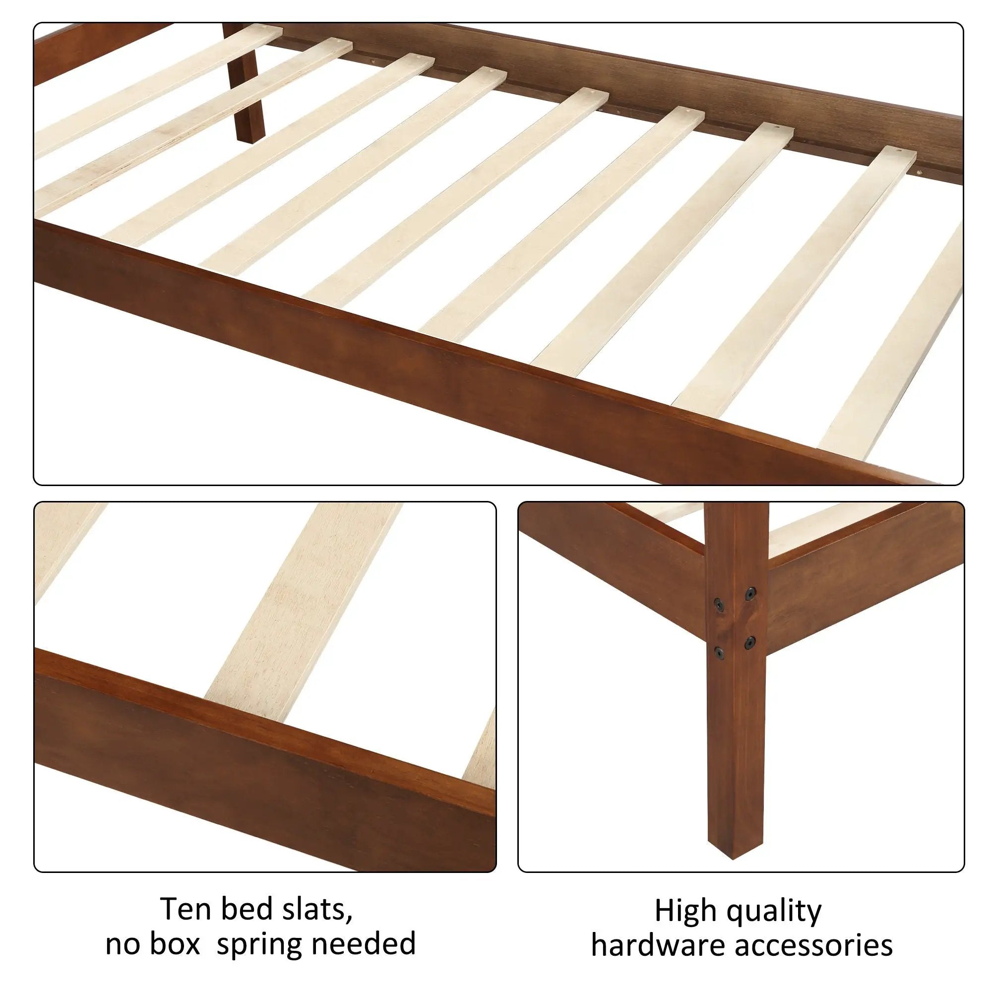 Twin Size Platform Bed With Headboard And Wooden Slat Support by Unique Piece Furniture