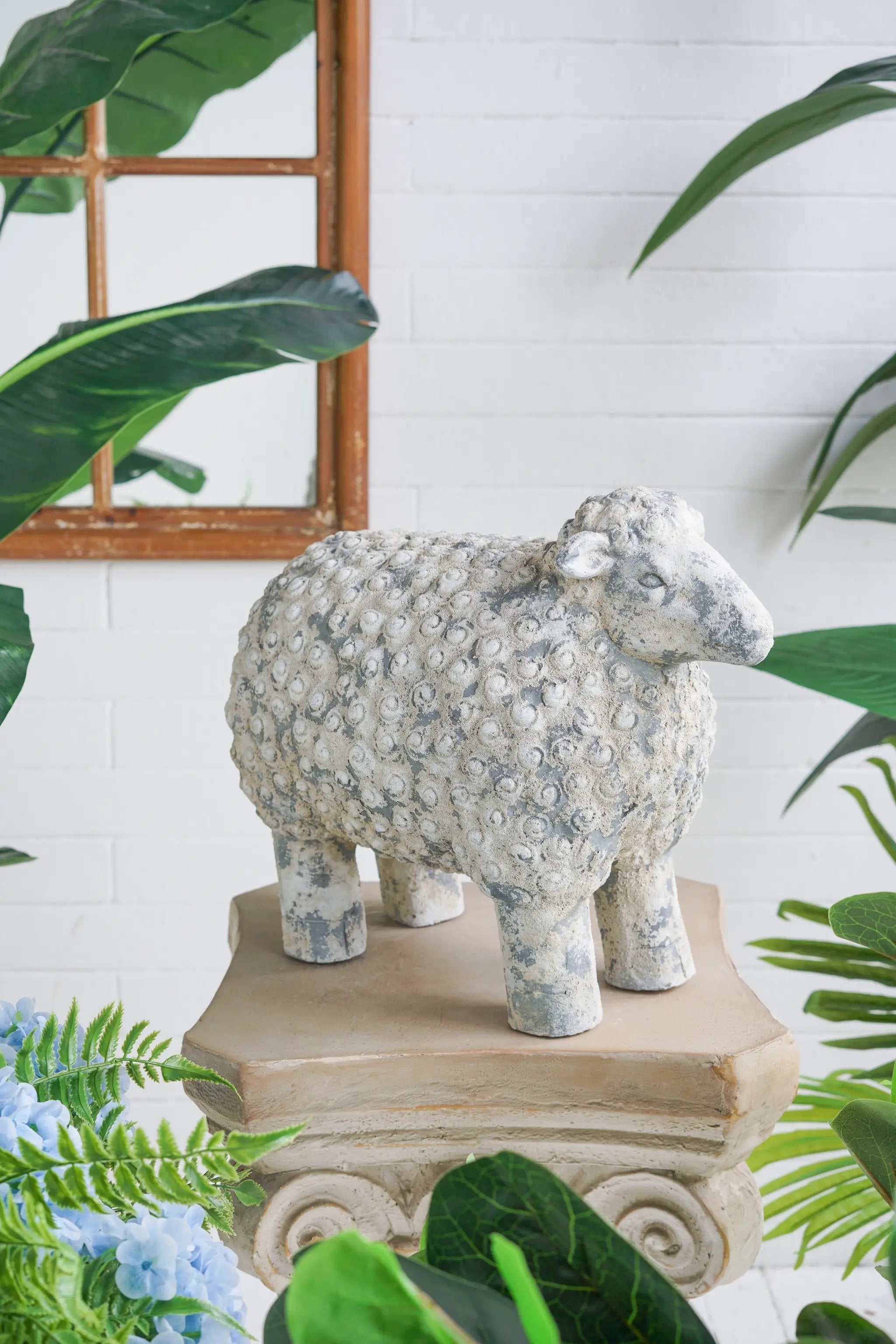 18x9.5x14" Magnesium Sheep Figurine with Weathered Finish by HouseOfZazla