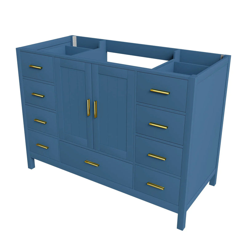 48" Bathroom Vanity Base Cabinet with 2 Soft-Close Double Doors & 9 Drawers by HouseOfZazla