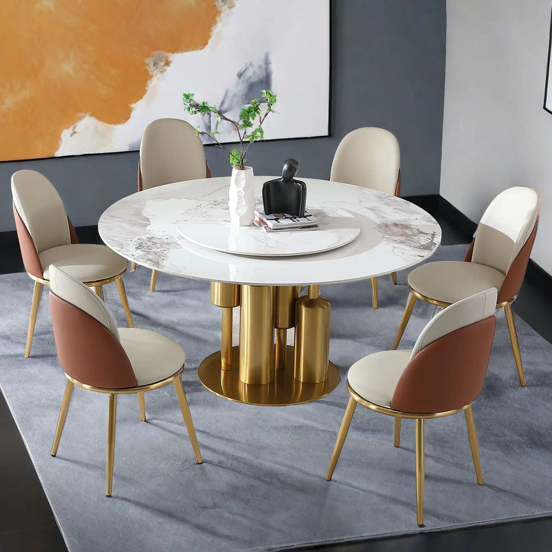 Modern Dining Chairs (Set of 2) With Gold Metal Legs - Beige by Unique Piece Furniture