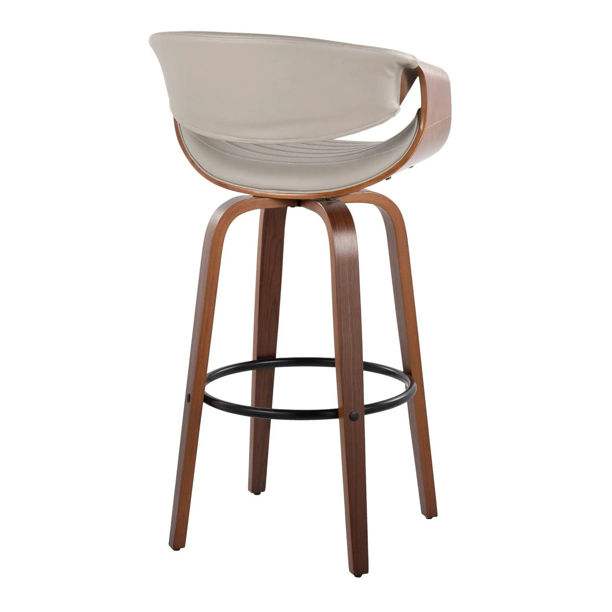 Symphony - Mid Century Modern Fixed Height Barstool With Swivel With Round Footrest (Set of 2) by HouseOfZazla