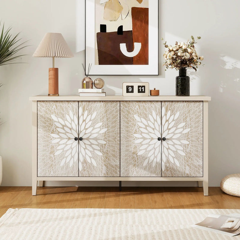 Modern Storage Cabinet With 4 Doors & Adjustable Shelves by HouseOfZazla