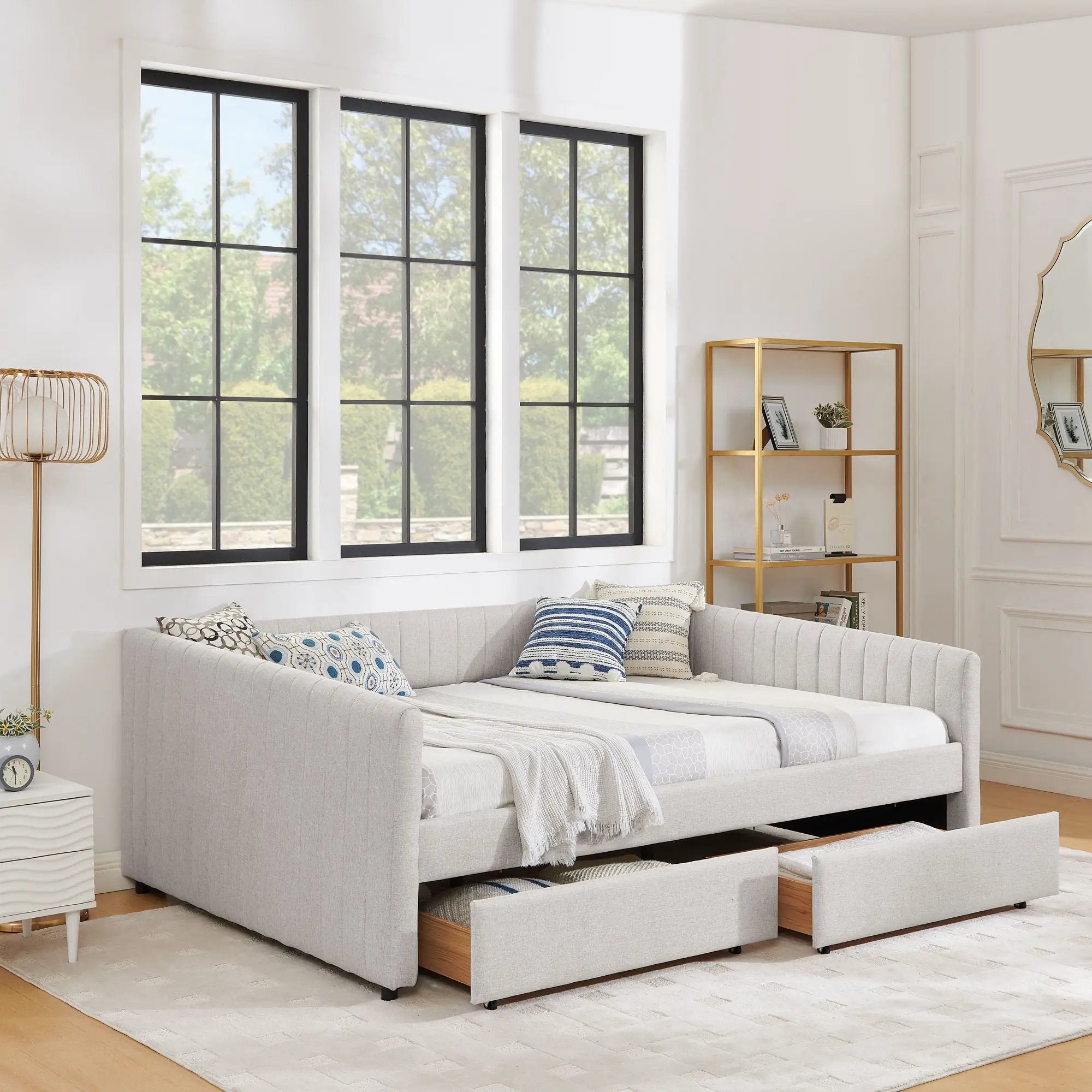 Upholstered Queen Daybed With 2 Drawers by Unique Piece Furniture